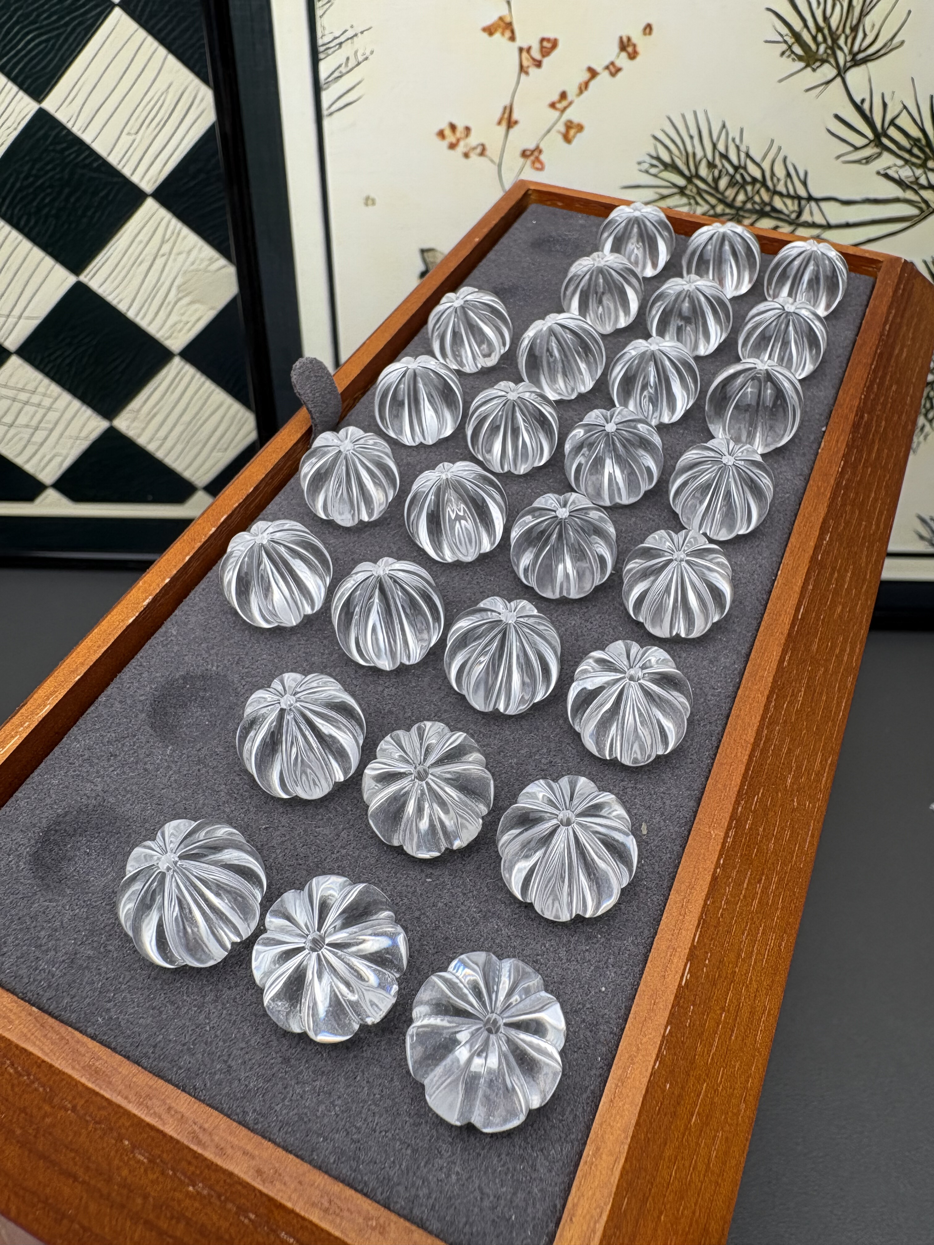 天然巴西纯净体白水晶多棱瓜珠南瓜珠单珠diy手串项链 约13～16mm