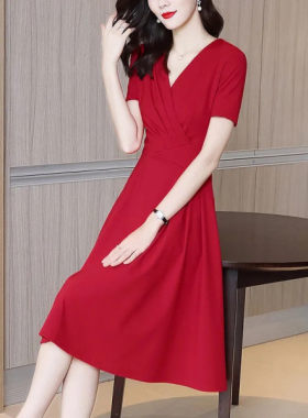 夏季气质收腰显瘦短袖连衣裙子女