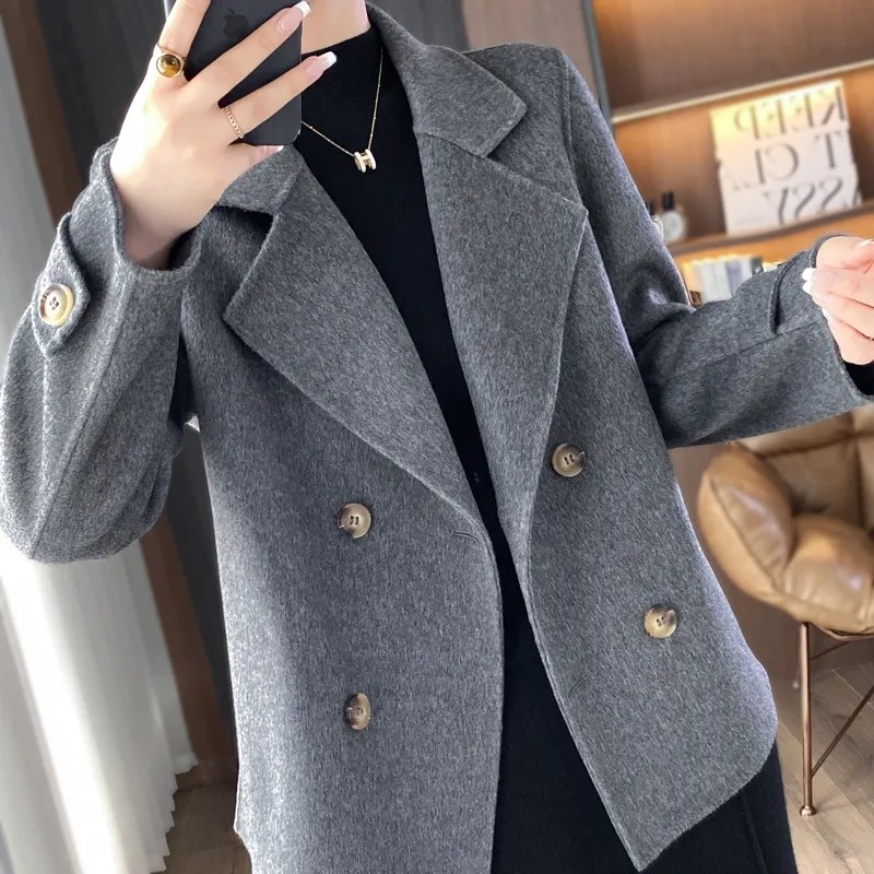 秋冬百搭时尚休闲显瘦毛呢外套女