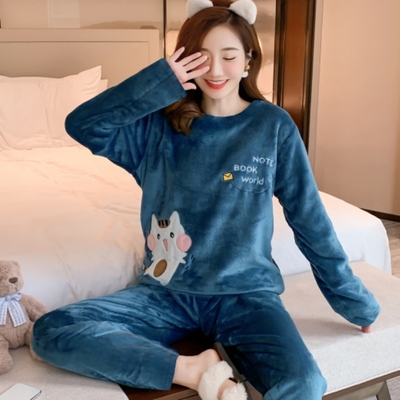 秋冬季新款套头保暖毛绒家居睡衣