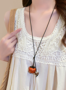 柿柿如意~柿子吊坠长款项链