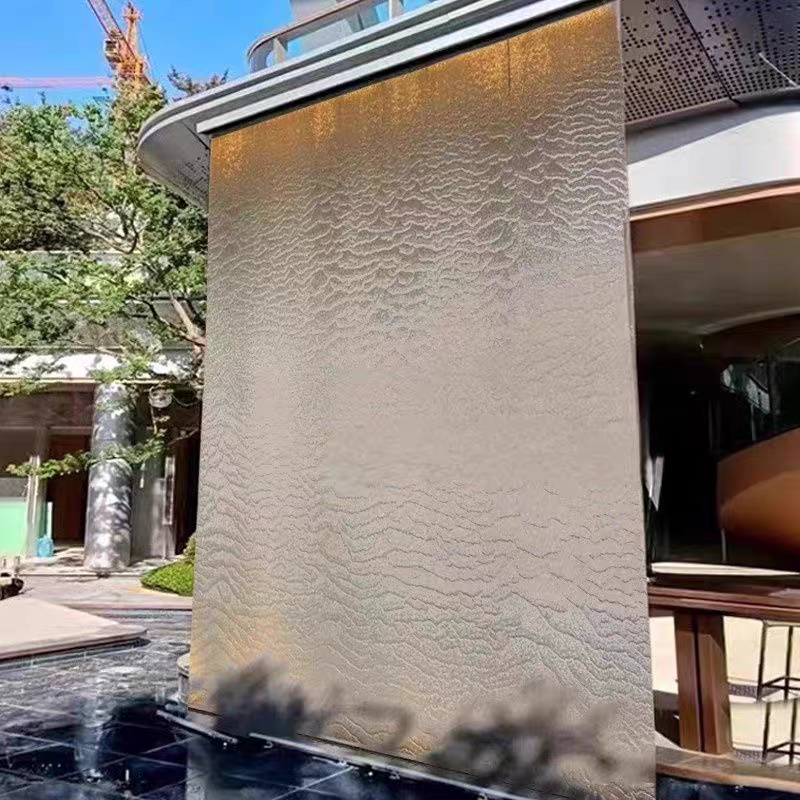 定制金属网水幕钢网水帘人造瀑布喷泉隔断流水景观墙波纹流水屏风
