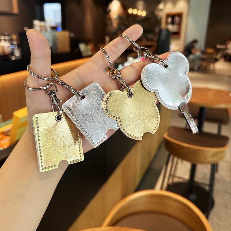 男女家用防盗门钥匙保护套小区圆形门禁卡收纳袋个性大气金色银色