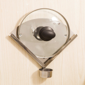 厨房置物架锅盖挂锅盖壁挂放锅盖带接水杯 V型锅盖架不锈钢打孔款