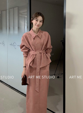 ARTME瓜瓜100棉甜酷自带挺括质感完美头肩比例上衣半裙套装女秋冬