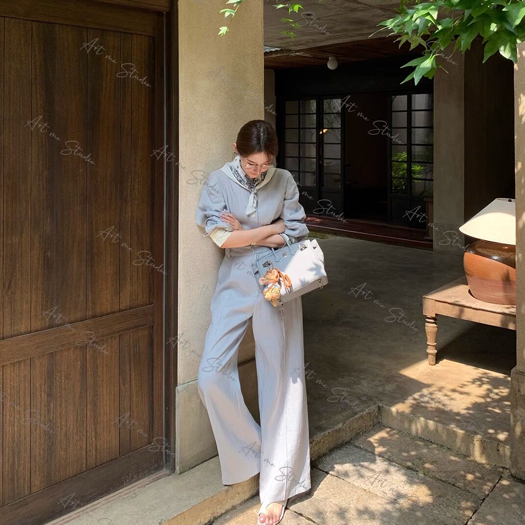 亚麻限量自留慵懒文艺风衬衫