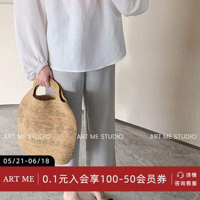 莱赛尔棉透气休闲花边镂空直筒裤