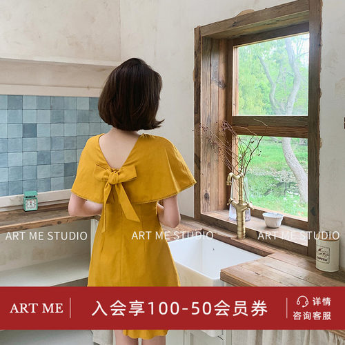ARTME瓜瓜茶歇裙斗篷式连衣裙