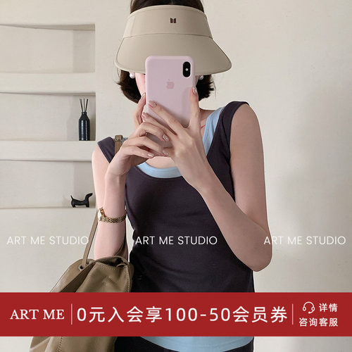 假两件背心高腰廓形半裙套装