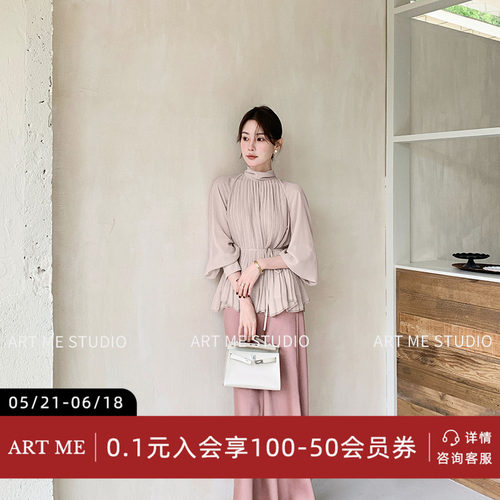 ARTME瓜瓜风琴压褶知性风衬衫