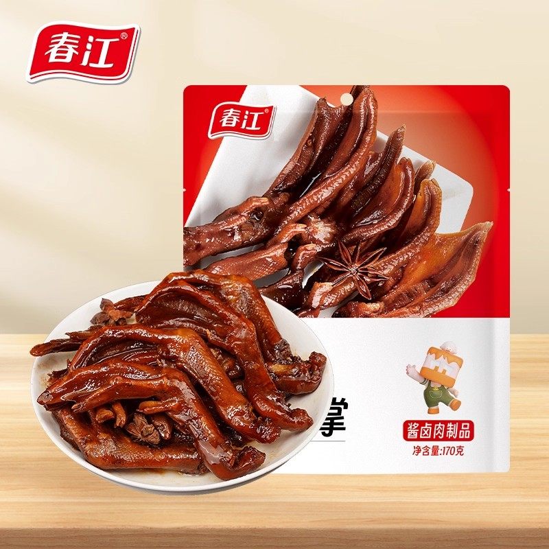 春江老卤鸭爪卤鸭掌卤味鸭货170g*4袋办公室零食小吃独立包装