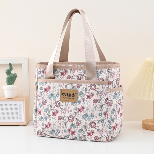 新款手提包包女中年妈妈布包休闲出门手拎袋母婴外出妈咪包饭盒袋