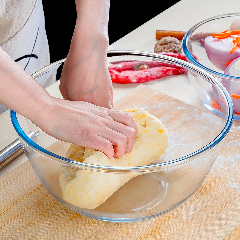 大号玻璃带盖厨房耐热搅拌和面盆