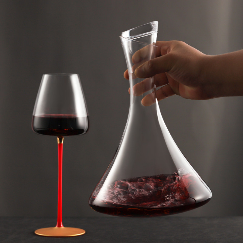 家用红葡萄酒快速醒酒器高档水晶玻璃带盖防尘红酒保鲜容器倒酒器