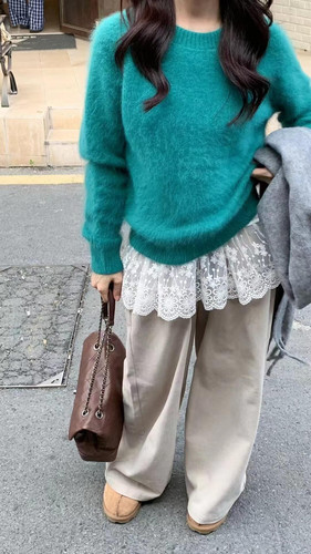 秋冬蕾丝小屁帘叠穿神器慵懒风穿搭ins博主下摆装饰蕾丝小短裙