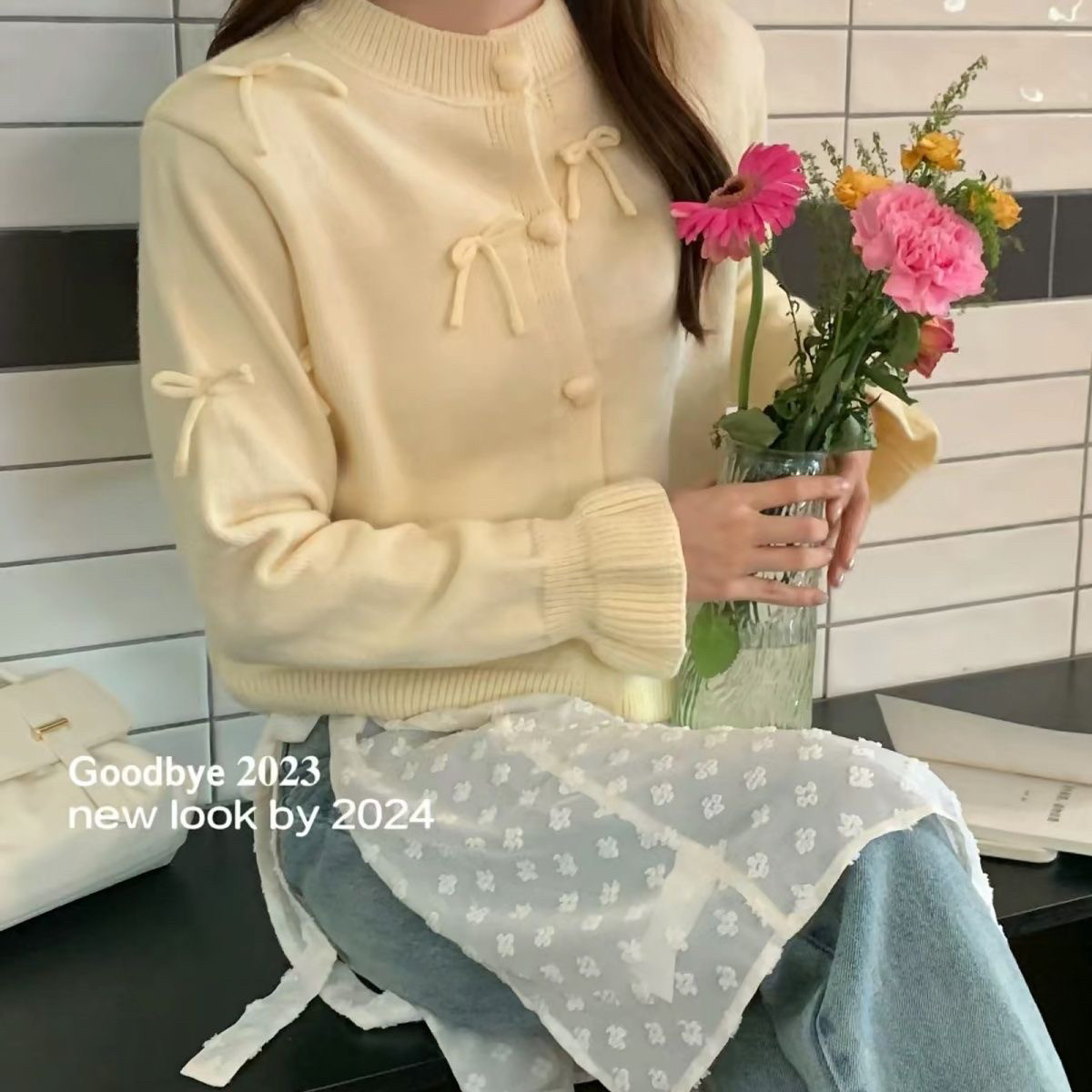 韩国屁帘透视一片式重工钩花蕾丝半身裙女春小众系带叠裙子围裙