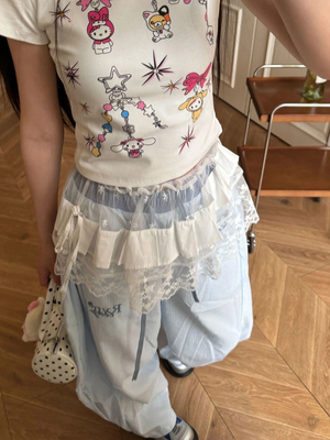 小众设计轻薄网纱蕾丝百搭高级感短款花边叠穿屁帘女