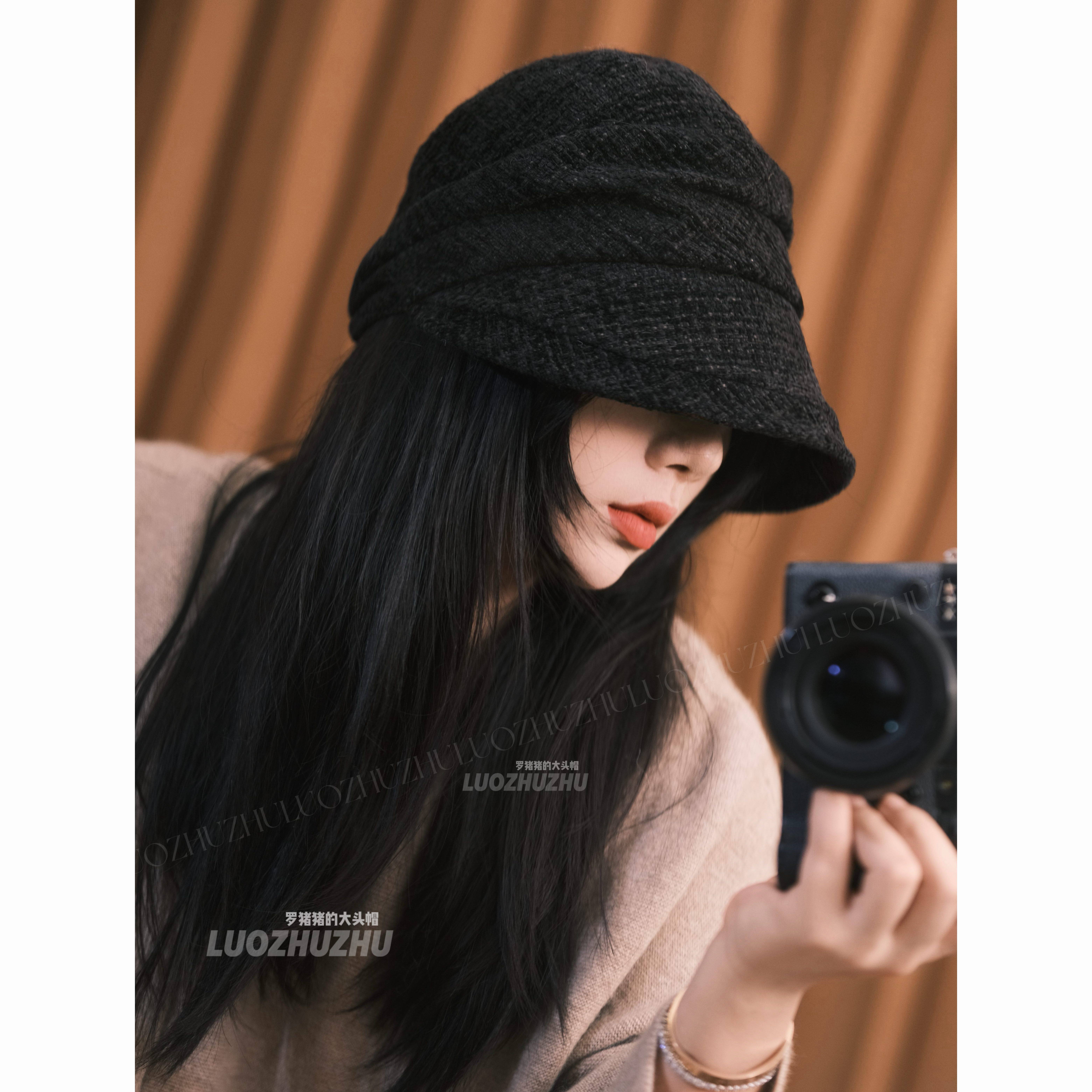 罗猪猪【小香风丝绒】日单编织精致优雅红色白色渔夫帽盆帽小帽