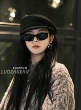 罗猪猪/fever同款~澳洲全羊毛羊毛正确版法式黑色纯羊毛版型超正