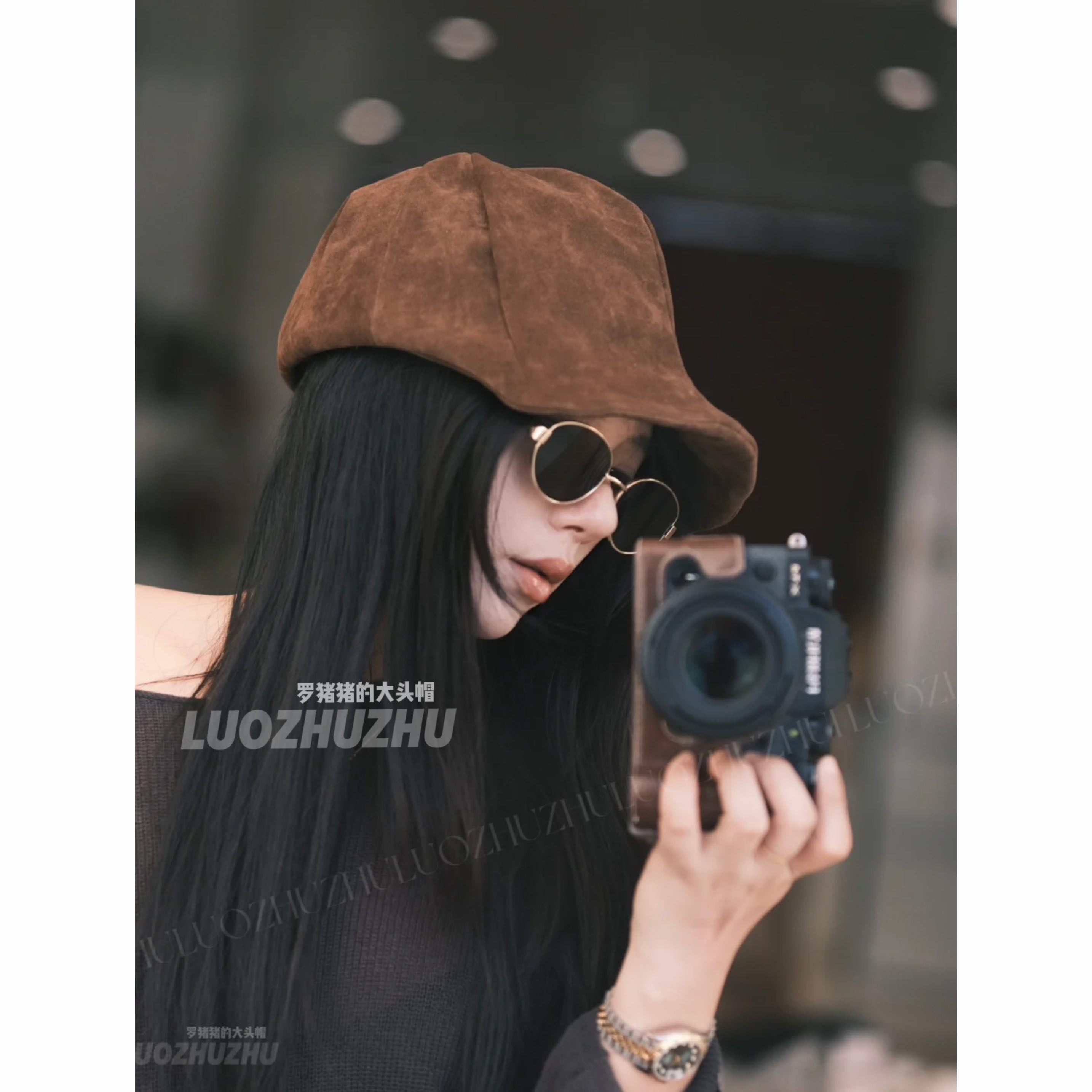 罗猪猪【绒翻皮CA4】琥珀鸭嘴帽大头围53到60贝雷帽