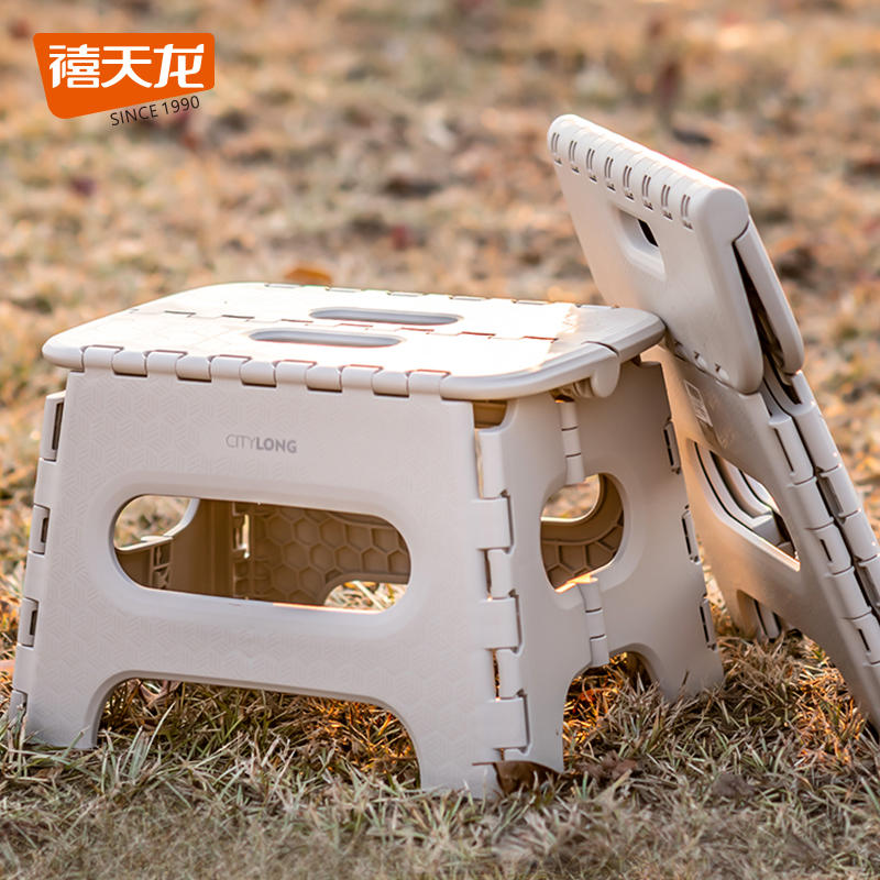 禧天龙折叠凳加厚户外露营家用塑料便携式叠放凳子钓鱼地铁小板凳