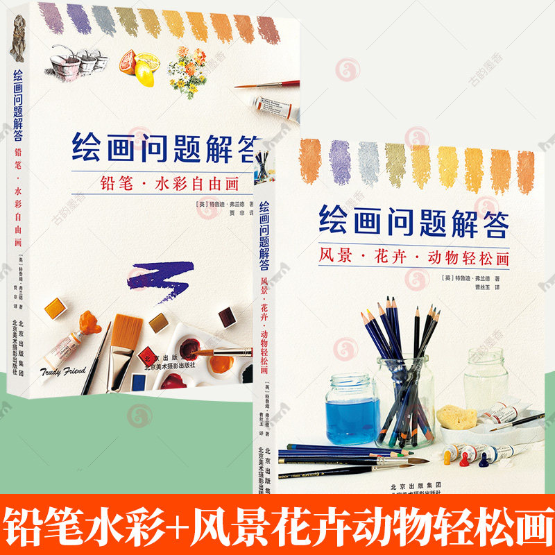 2册】绘画问题解答 铅笔水彩自由画+风景花卉动物轻松画 特鲁迪弗兰德 工具和基本技法 创作中的典型错误 作画技巧 美术教材书籍