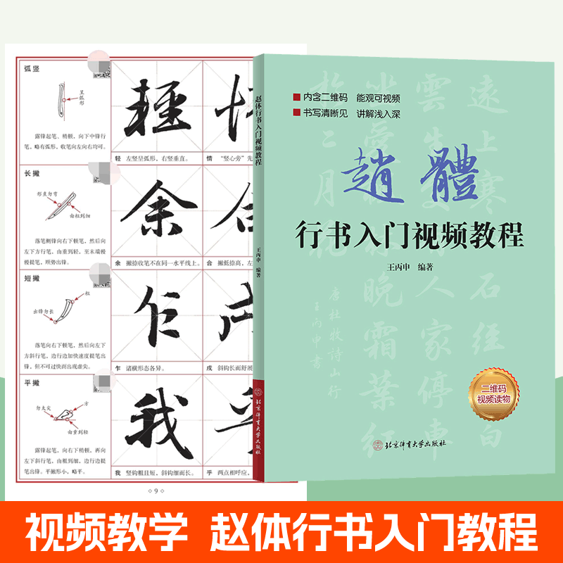 视频教学】赵体行书入门教程 赵孟俯行书字帖临摹行书规范教程 行书字帖毛笔手写行书练字帖成年毛笔书法行书教程教材 行书字帖