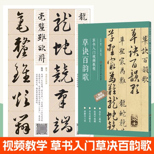 正版 草诀百韵歌 草书入门视频教程 明韩道亨 草书毛笔书法碑帖 基本笔画偏旁部首间架结构章法布局临摹教程 初学入门字帖教材 - 封面