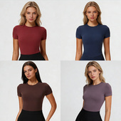 皇朝舞蹈拉丁舞服纯色塑形弹力短袖 显瘦上衣练习服A6447 T恤女新款