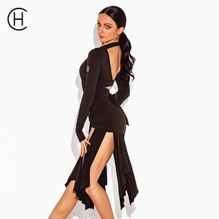 HCDANCE拉丁舞服女成人性感美背练功服新款V领上衣DS1080+DX2072