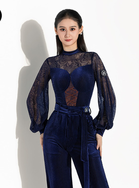 皇朝舞蹈&IAMYC新款摩登舞交谊舞小立领灯笼袖上衣B10180+B20150