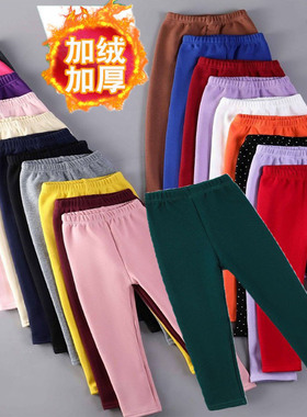 女童墨绿色加绒打底裤秋冬季儿童保暖连裤袜九分裤袜加厚一体绒裤