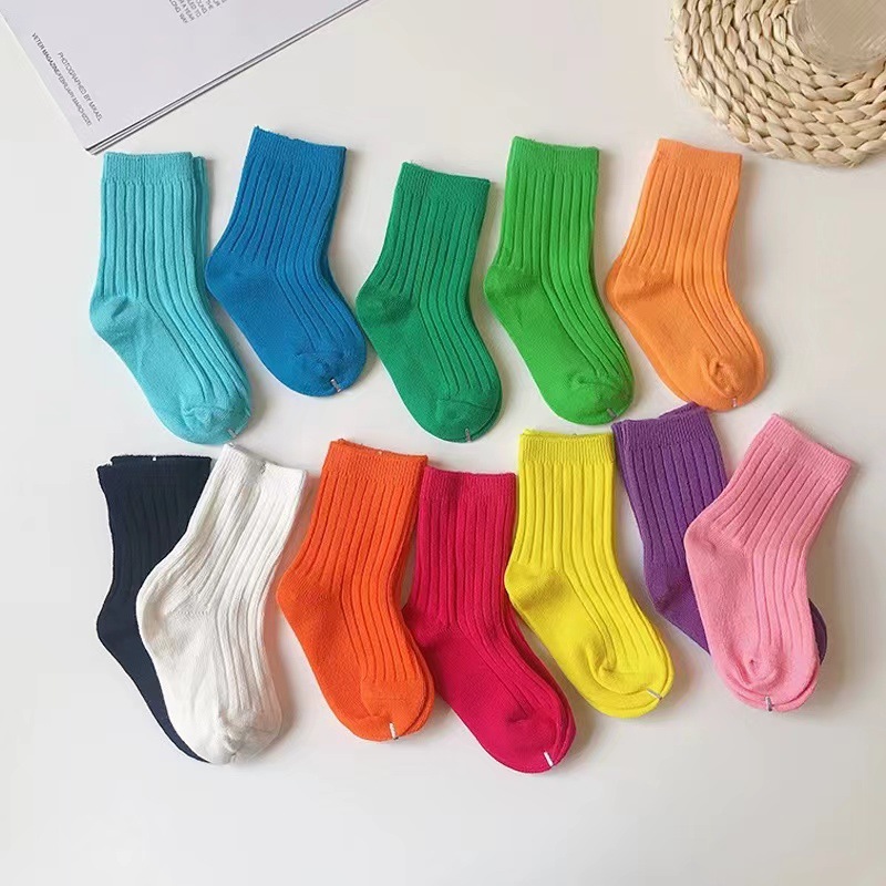儿童纯棉多巴胺糖果色袜子彩色好质量演出棉袜运动袜男女童宝宝袜