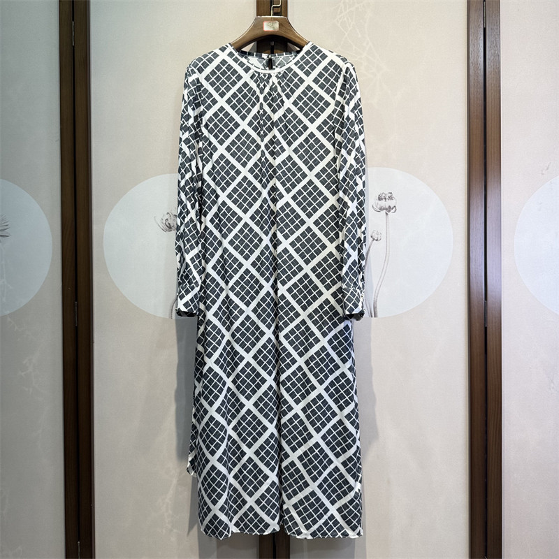 真丝弹力斜纹绸格纹印花百搭圆领长袖桑蚕丝休闲直筒连衣裙4-2-1,女装/女士精品,连衣裙,淘宝优惠券,粉丝福利购,淘宝优惠卷