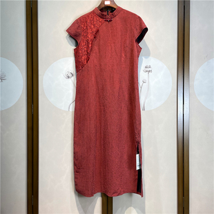 旗开得胜新中式国风香云纱老料龟纹无袖立领宽松香云纱连衣裙10-2