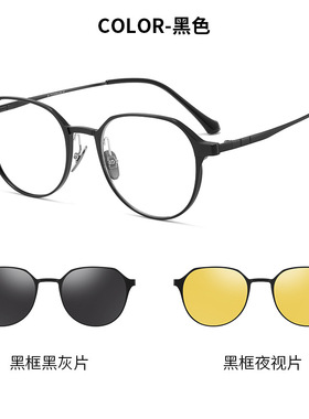 新款军达偏光太阳镜磁吸二合一墨镜铝镁多边形双梁眼镜框2165