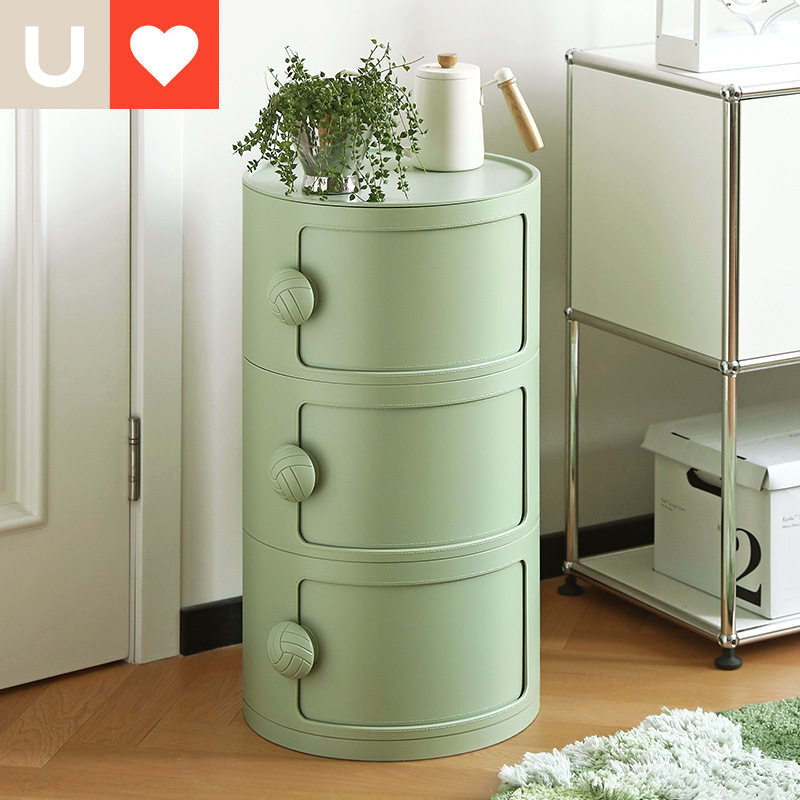友耐ins风收纳柜圆形家用简约创意卧室床头柜网红小型多层置物架
