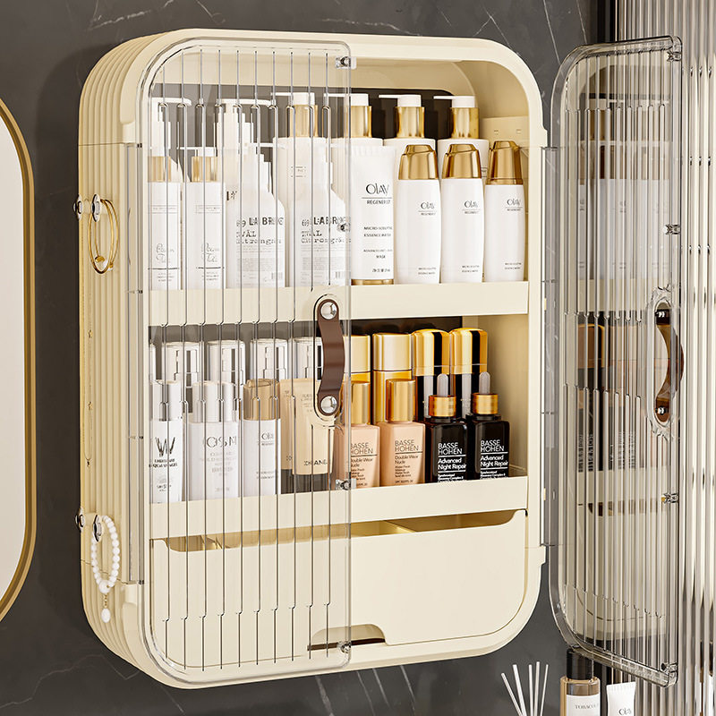 壁挂置物架磁吸门大容量多层化妆品置物架卫生间浴室多功能置物架
