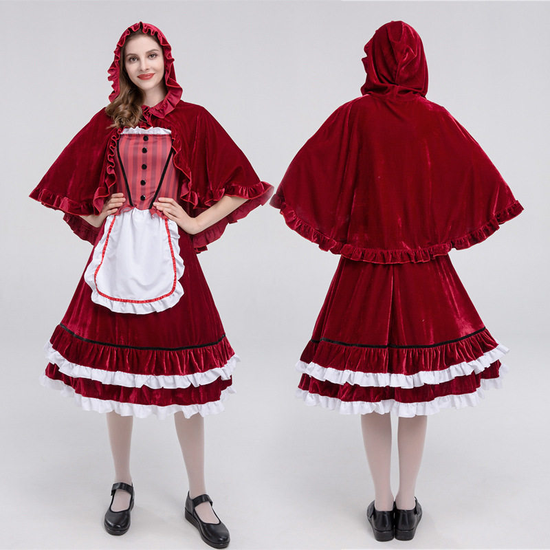 新款小红帽演出服欧美哥特式万圣节cosplay服装六一舞台角色扮演