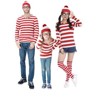 聪明的沃里 Where's Wally 万圣节亲子服装 英国 动漫人物情侣服
