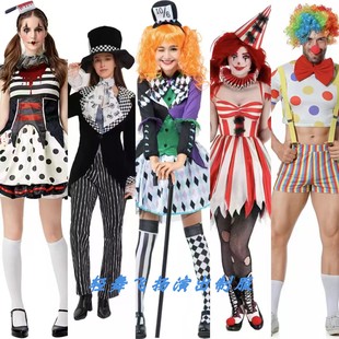 万圣节马戏团小丑服装 女 血迹蓬蓬裙 疯狂帽子魔术师爱丽丝cos服