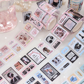 芭蕾幻影手帐胶带盐系少女猫咪英文爱心ins手账拼贴装 饰素材贴纸