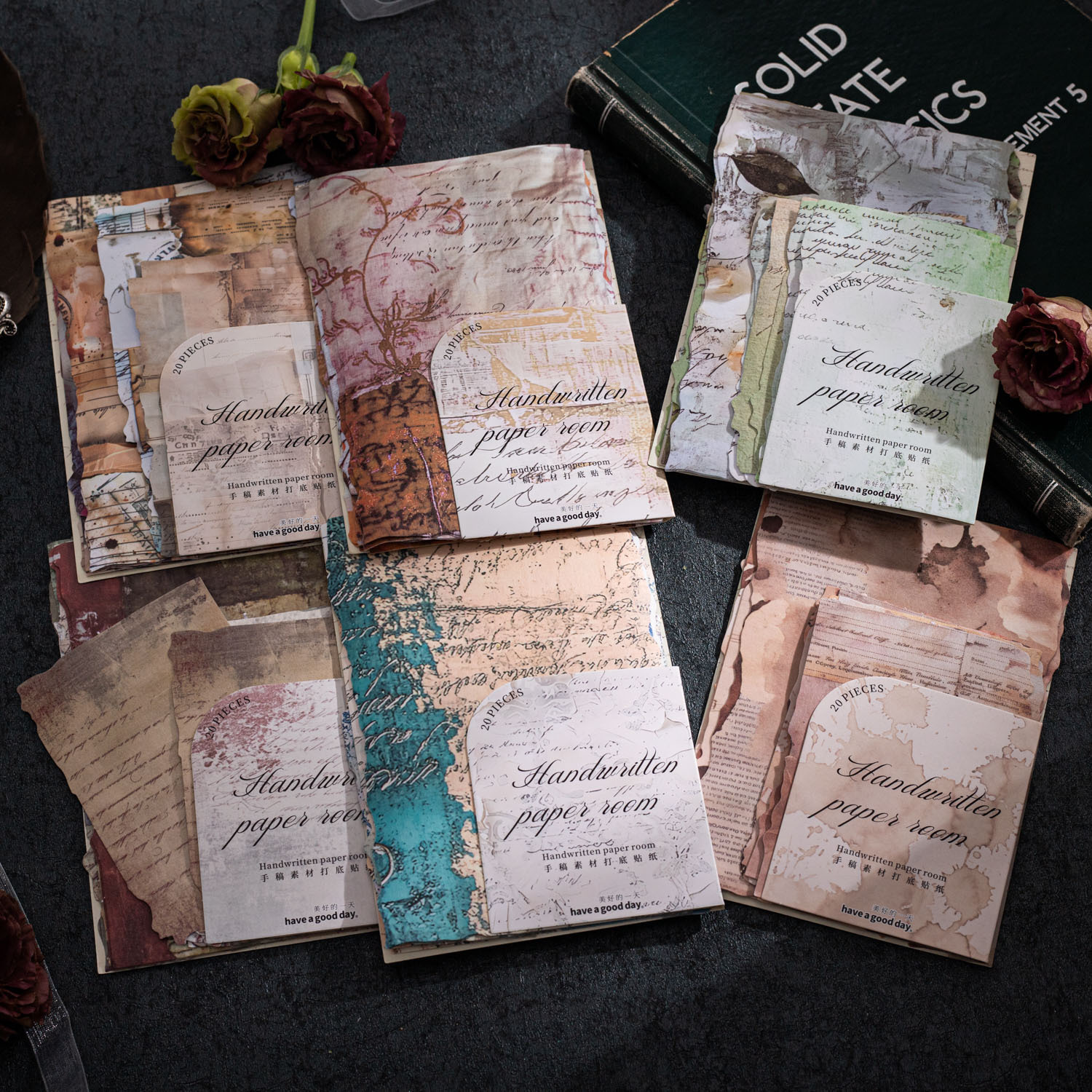 手写纸间手账贴纸复古做旧英文手稿痛包手帐造景拼贴装饰素材贴画