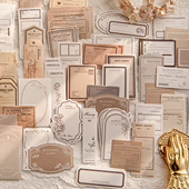 往日回响手账贴纸复古英文边框票据标签盐系手帐拼贴装 饰素材纸