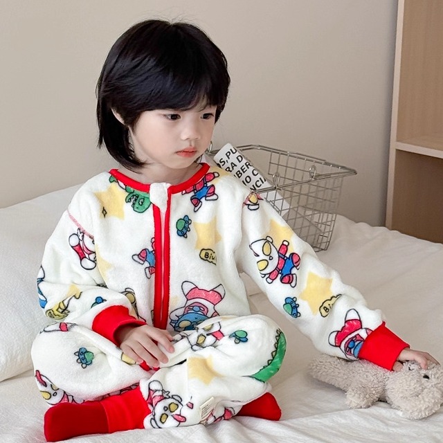 儿童连体睡衣秋冬款加厚法兰绒