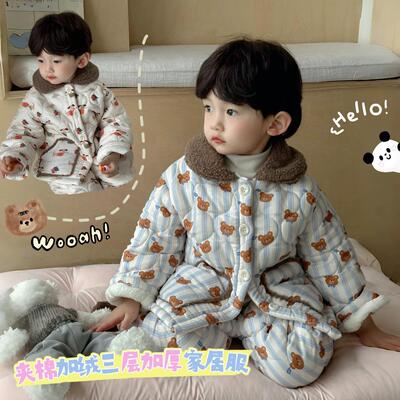 儿童冬季加厚夹棉家居服睡衣