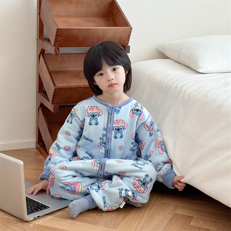 宝宝睡袋秋冬款儿童加厚夹棉睡衣