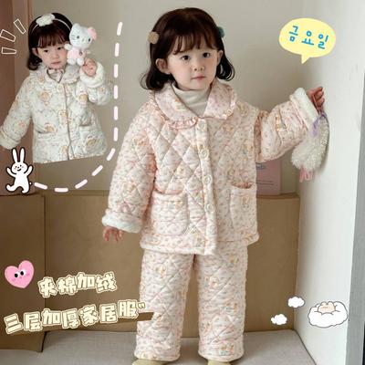 儿童夹棉加厚睡衣男女童居家服