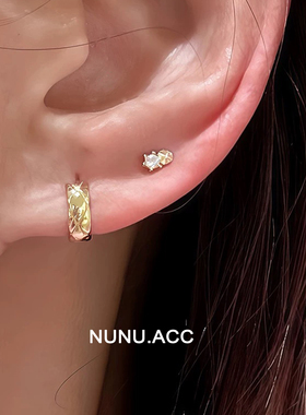 NUNU睡觉免摘S925纯银菱格圆圈