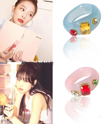 Jennie同款彩色树脂亚克力戒指